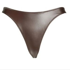 SKIMS wet jersey dipped thong in Cocoa
